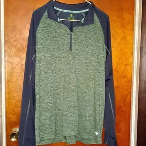 NordicTrack Green Gray Shirt XXL Long Sleeve Partial Zip Front
